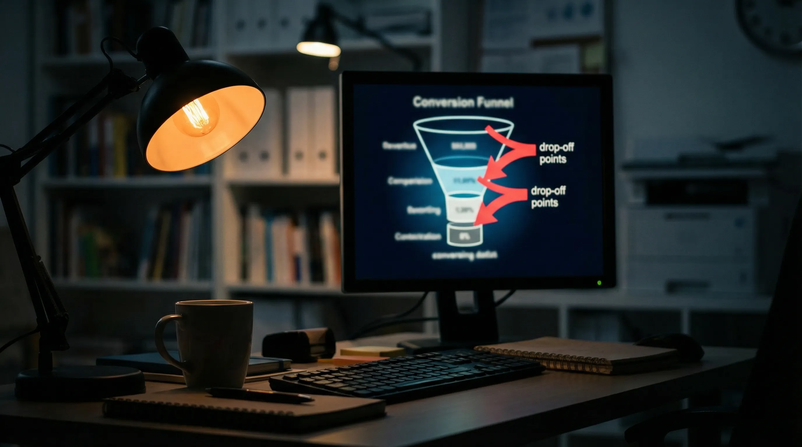 Analytics-Dashboard mit Conversion-Funnel und Abbruchstellen