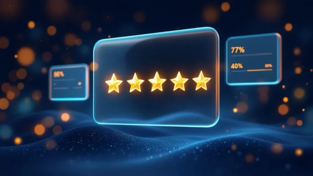 Shopify Kundenbewertungen einholen: Smartphone mit Sternebewertungen und Trust-Elementen im Online-Shop