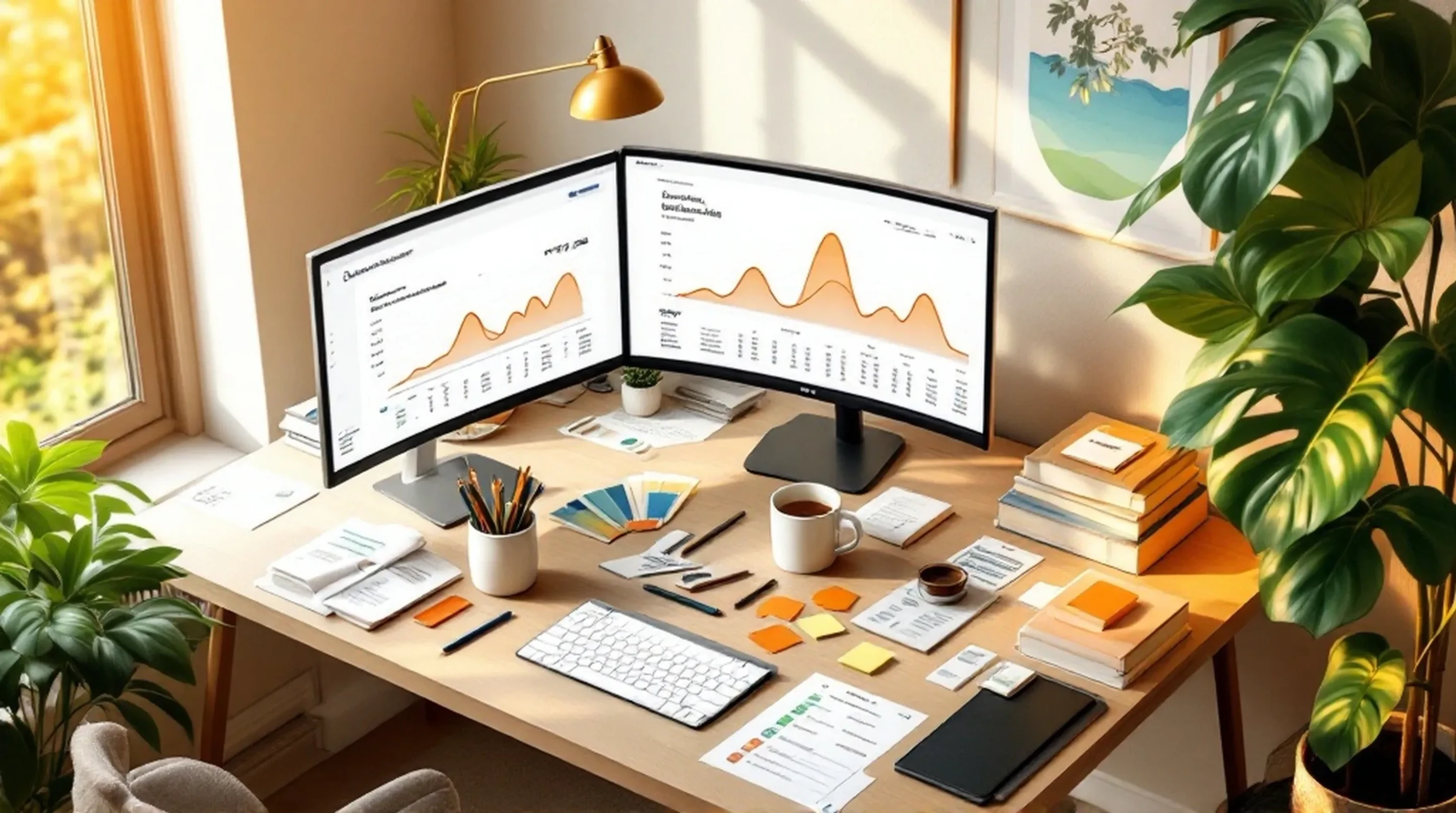SEO-sicherer Shop-Relaunch – Laptop mit Google Search Console Dashboard auf modernem Schreibtisch