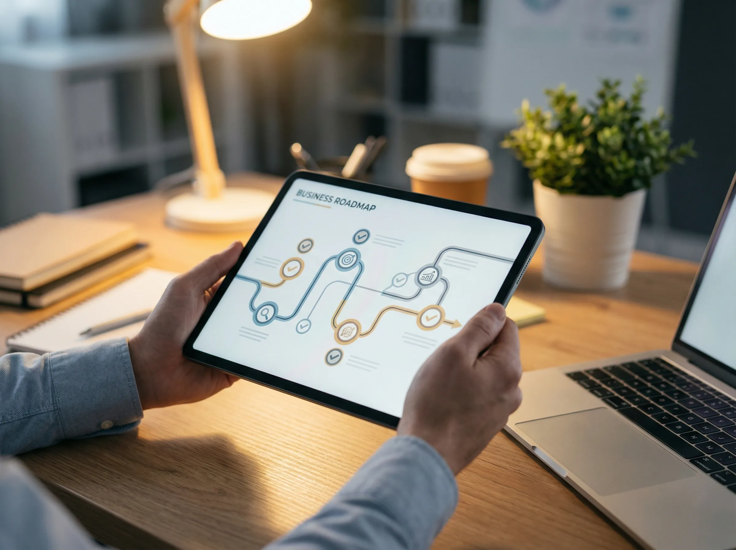 Strategische Roadmap auf Tablet
